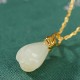 925 Silver Plated Gold Hetian Jade Magnolia Abundance Pendant