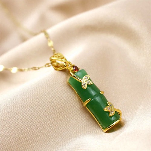 White Jade Bamboo Luck Necklace Pendant White Jade Bamboo Luck Necklace Pendant