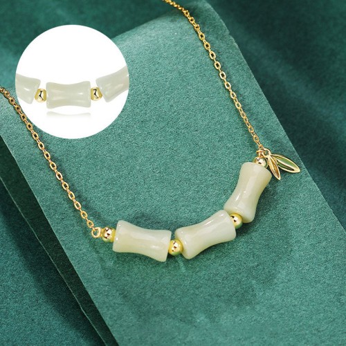 Hetian Jade Bamboo Fu Character Necklace Set Hetian Jade Bamboo Fu Character Necklace Set