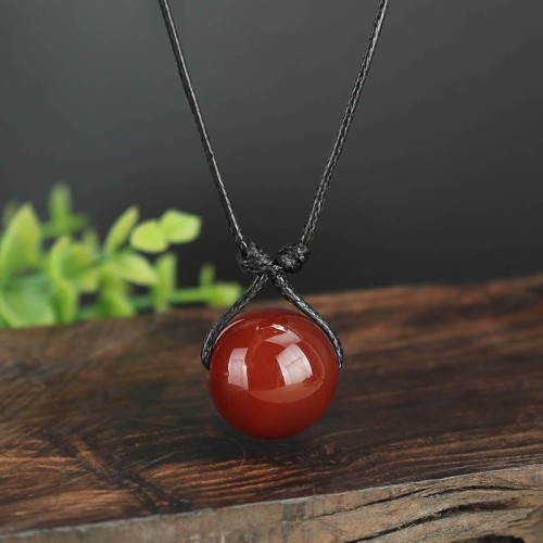 Red Agate Bead Confidence Leather Necklace Red Agate Bead Confidence Leather Necklace
