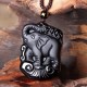 Black Obsidian Elephant Protection Key Chain Necklace Pendant