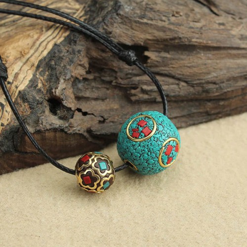 Tibetan Turquoise Double Bead Protection Necklace