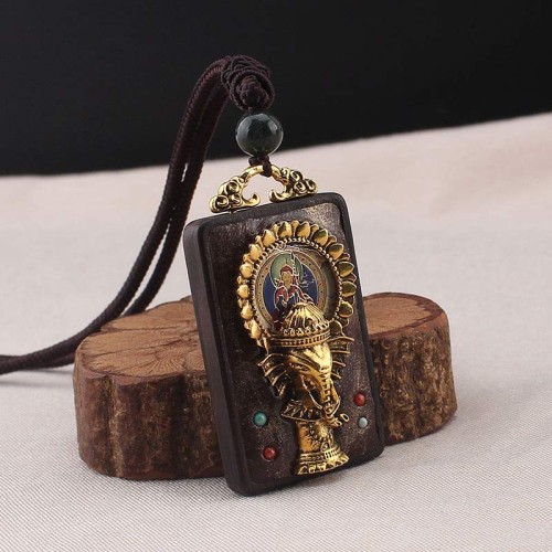 Ebony Wood Elephant God Fortune Necklace Ebony Wood Elephant God Fortune Necklace