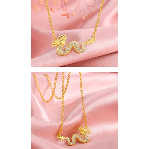Golden Dragon Year Luck Chain Necklace Pendant Golden Dragon Year Luck Chain Necklace Pendant