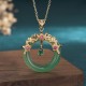Round Cyan Jade Healing Necklace Pendant