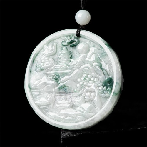 Mountain Landscape Jade Abundance Necklace