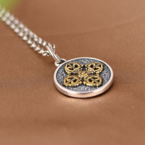 925 Sterling Silver Double Dorje Vajra Necklace 925 Sterling Silver Double Dorje Vajra Necklace
