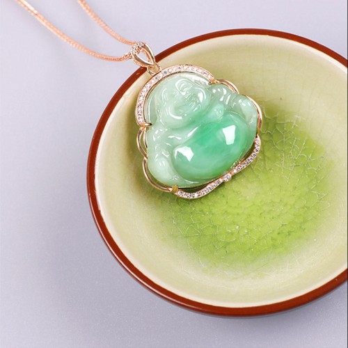 Laughing Buddha Natural Jade Prosperity Necklace Pendant Laughing Buddha Natural Jade Prosperity Necklace Pendant