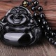 Laughing Buddha Black Obsidian Transformation Necklace