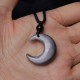 Silver Sheen Obsidian Crescent Moon Couple Necklace Pendant Silver Sheen Obsidian Crescent Moon Couple Necklace Pendant