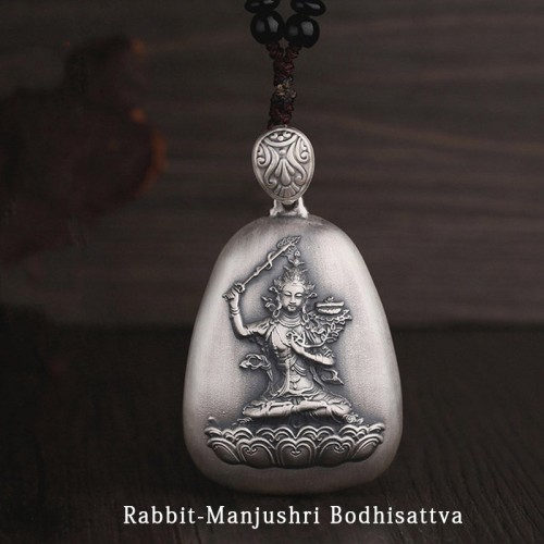 999 Silver Zodiac Natal Buddha Heart Sutra Necklace 999 Silver Zodiac Natal Buddha Heart Sutra Necklace