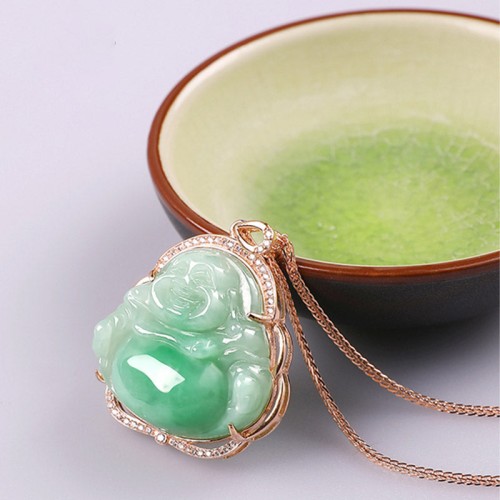 Laughing Buddha Natural Jade Prosperity Necklace Pendant Laughing Buddha Natural Jade Prosperity Necklace Pendant