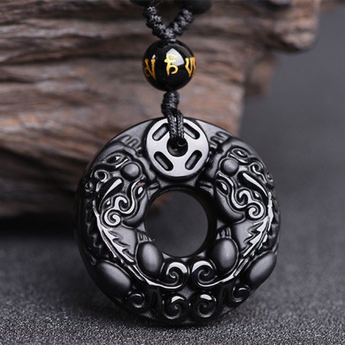 Pixiu Obsidian Wealth Necklace Pendant Pixiu Obsidian Wealth Necklace Pendant