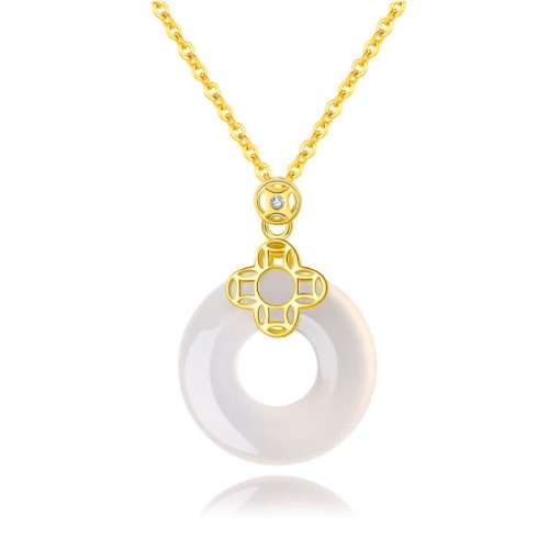 Sterling Silver Chalcedony Coin Peace Necklace Pendant Sterling Silver Chalcedony Coin Peace Necklace Pendant