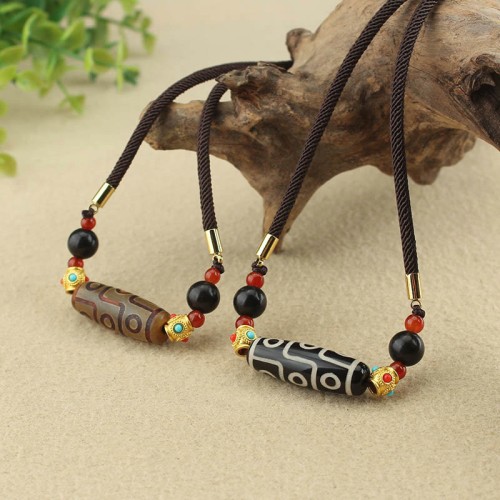 Tibetan Nine-Eye Dzi Bead Protection Necklace