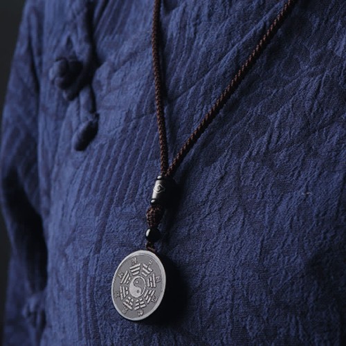 Black Obsidian Bagua Yin Yang Strength Necklace Black Obsidian Bagua Yin Yang Strength Necklace
