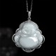 925 Sterling Silver Laughing Buddha Jade Necklace