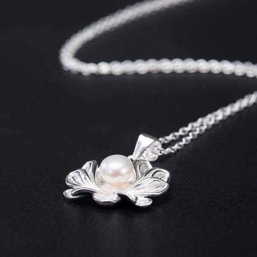 925 Sterling Silver Lotus Flower Pearl Wealth Necklace 925 Sterling Silver Lotus Flower Pearl Wealth Necklace