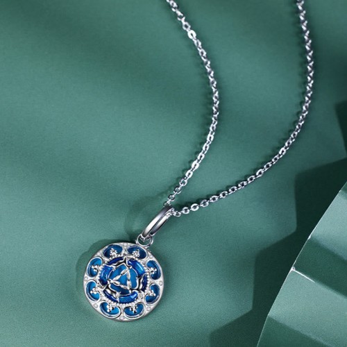 Sterling Silver Turquoise Three Rabbits Balance Necklace Pendant