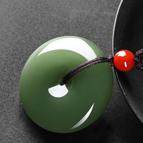 Round Jade Peace Buckle Prosperity String Necklace