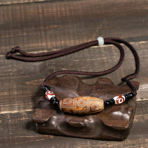 Tibetan Nine-Eye Dzi Bead Protection Necklace