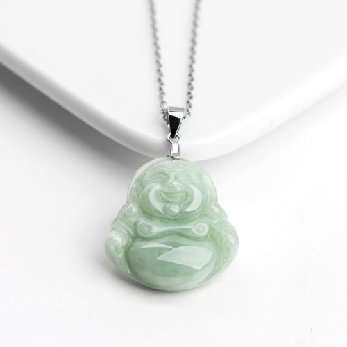 Laughing Buddha Jade Blessing Necklace Pendant