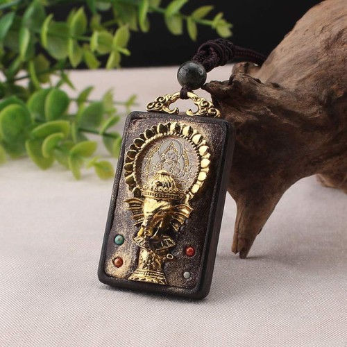 Ebony Wood Elephant God Fortune Necklace Ebony Wood Elephant God Fortune Necklace