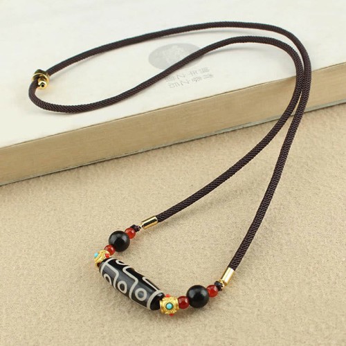 Tibetan Nine-Eye Dzi Bead Protection Necklace