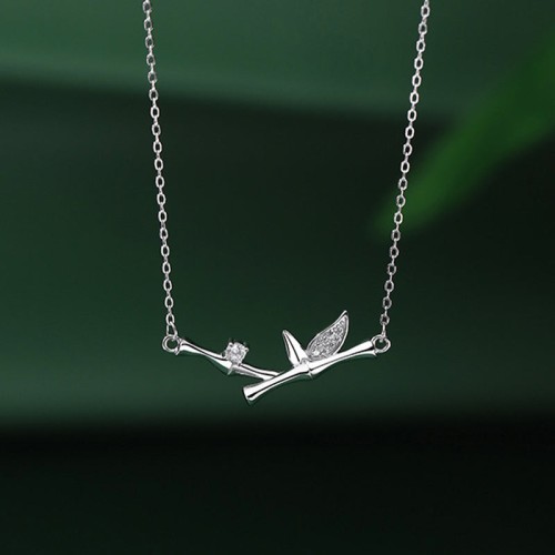 Bamboo Leaf Copper Zircon Wealth Necklace Pendant Bamboo Leaf Copper Zircon Wealth Necklace Pendant