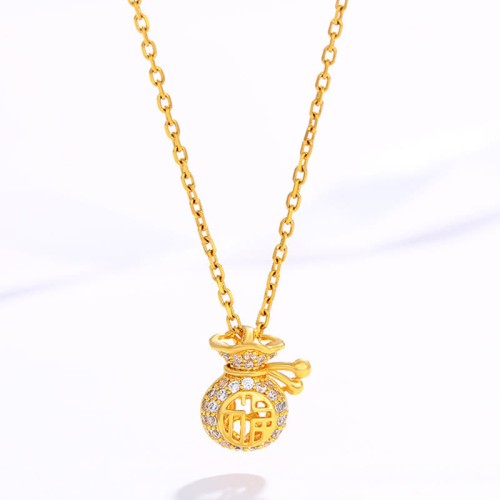 24K Gold Plated Fu Character Fortune Necklace 24K Gold Plated Fu Character Fortune Necklace