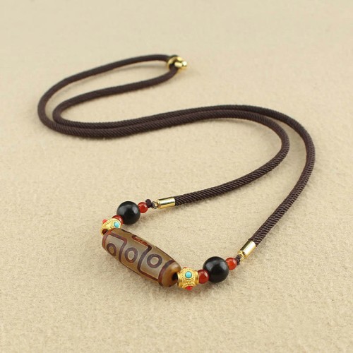 Tibetan Nine-Eye Dzi Bead Protection Necklace