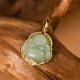 Sterling Silver Laughing Buddha Jade Luck Necklace