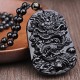 Black Obsidian Stone Dragon Fulfilment Necklace Pendant Black Obsidian Stone Dragon Fulfilment Necklace Pendant
