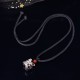 Silver Sheen Obsidian Dancing Lion Necklace