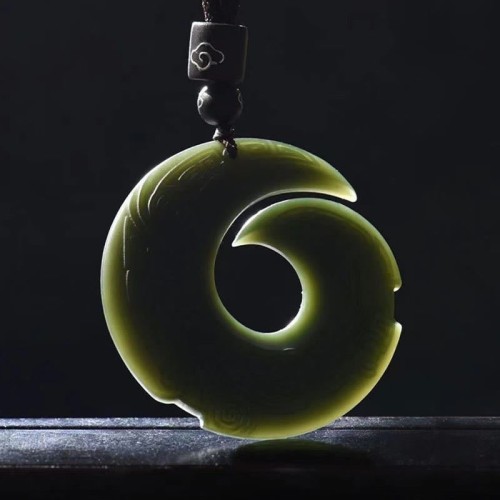 Hetian Cyan Jade Peace Buckle Necklace Pendant