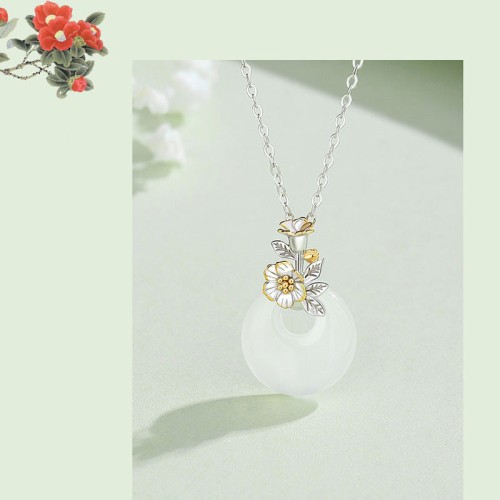 925 Silver Chalcedony Twelve Months Flower Harmony Pendant 925 Silver Chalcedony Twelve Months Flower Harmony Pendant