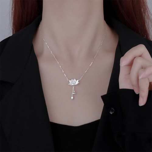 Sterling Silver Lotus Flower Enlightenment Necklace Pendant