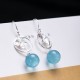 Aquamarine Leaf Flower Peace Necklace Pendant