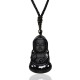Black Obsidian Crystal Buddha Protection Necklace Black Obsidian Crystal Buddha Protection Necklace