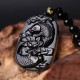 Black Obsidian Koi Fish Lotus Strength Necklace Black Obsidian Koi Fish Lotus Strength Necklace