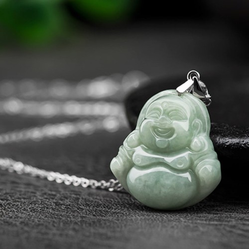 Laughing Buddha Jade Blessing Necklace Pendant