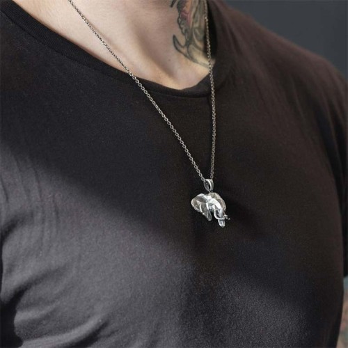 Elephant Pewter Titanium Strength Necklace Pendant