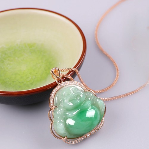 Laughing Buddha Natural Jade Prosperity Necklace Pendant Laughing Buddha Natural Jade Prosperity Necklace Pendant
