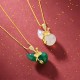 Cyan Jade Gourd Lotus Leaf Abundance Necklace Cyan Jade Gourd Lotus Leaf Abundance Necklace