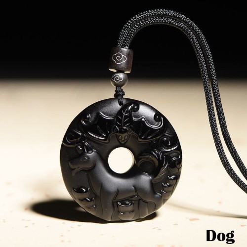 Black Obsidian Peace Buckle Strength Necklace Pendant Black Obsidian Peace Buckle Strength Necklace Pendant
