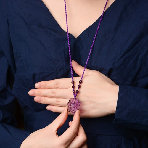 Amethyst Citrine Nine-Tailed Fox Luck Necklace Pendant Amethyst Citrine Nine-Tailed Fox Luck Necklace Pendant