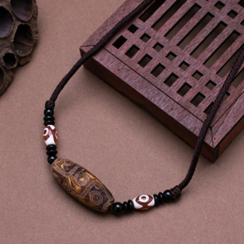 Tibetan Nine-Eye Dzi Bead Protection Necklace