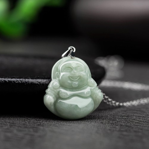 Laughing Buddha Jade Blessing Necklace Pendant