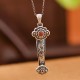 925 Sterling Silver Red Agate Cyan Jade Ruyi Blessing Necklace 925 Sterling Silver Red Agate Cyan Jade Ruyi Blessing Necklace