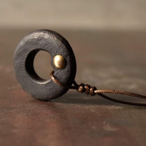 Zen Circle Ebony Wood Calm Necklace Pendant Zen Circle Ebony Wood Calm Necklace Pendant